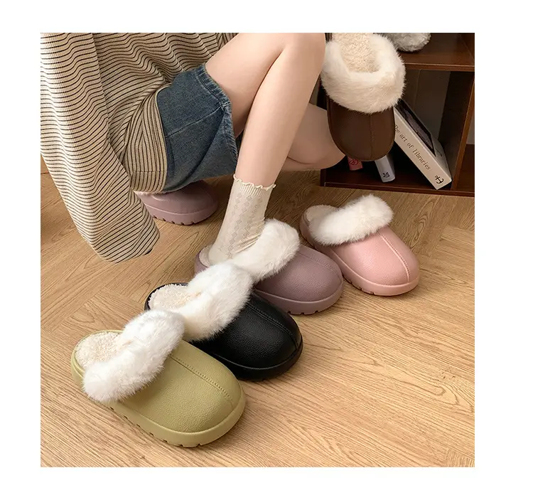 Trendy Thick-Soled Height-Increasing Removable Cotton Slippers for Women 2025 New Popular Autumn and Winter Outdoor Plush Closed-Toe Slippers for Women — feature 2