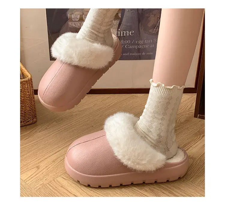 Trendy Thick-Soled Height-Increasing Removable Cotton Slippers for Women 2025 New Popular Autumn and Winter Outdoor Plush Closed-Toe Slippers for Women — feature 8