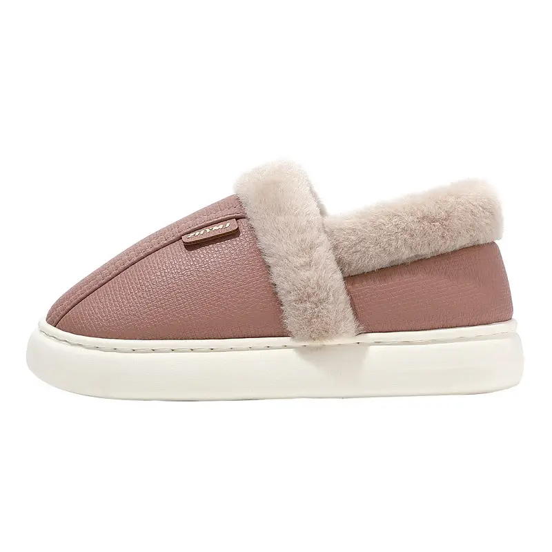 Waterproof Pu Cotton Slippers for Women, Winter Home Warm Slippers, Autumn and Winter Indoor Home Closed-Toe Cotton Shoes for Men, Wholesale - Image 8