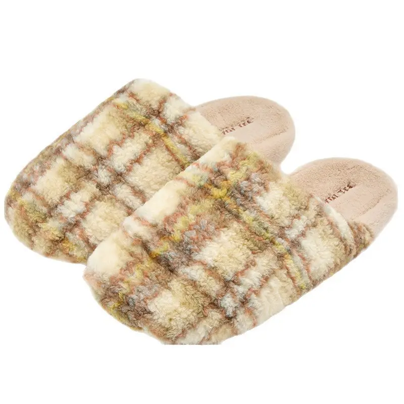 Cotton Slippers for Couples, Autumn and Winter Home Korean Style Cotton Shoes, Non-Slip Plush Slippers, Warm New Thick-Soled Slippers for Men and Women