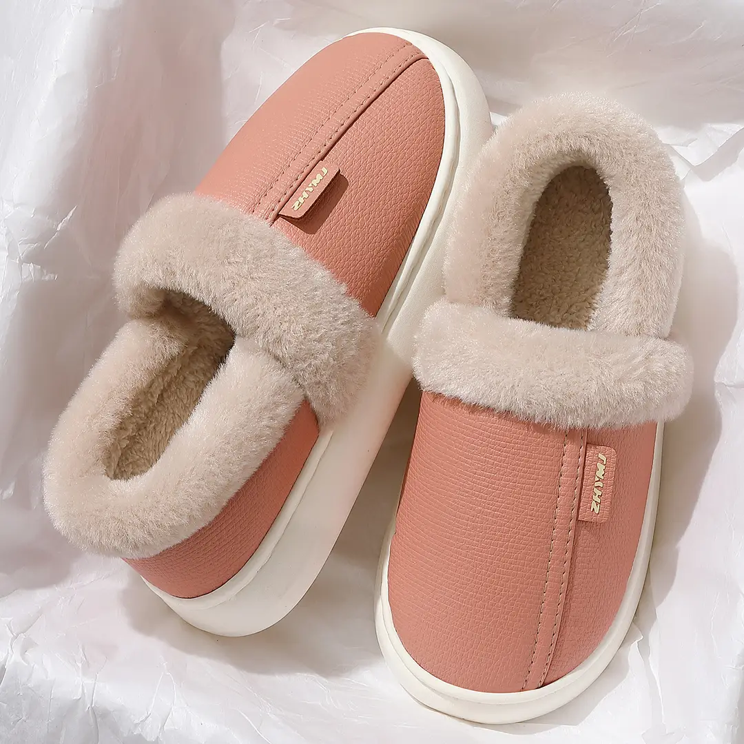Waterproof Cotton Slippers for Women Winter Home Warm Plush Indoor Home Baotou Thick-Soled Wear-Resistant Cotton Slippers for Men Wholesale - Image 5