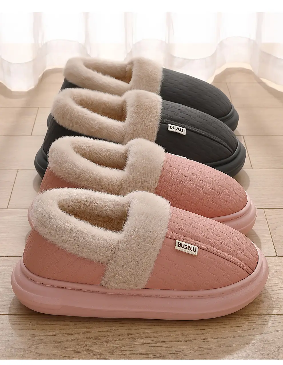 Home Pu Cotton Slippers for Men, Winter Waterproof Slippers for Home Use, Autumn and Winter Non-Slip Outdoor Wear, Warm Cotton Slippers for Women, Wholesale — feature 28