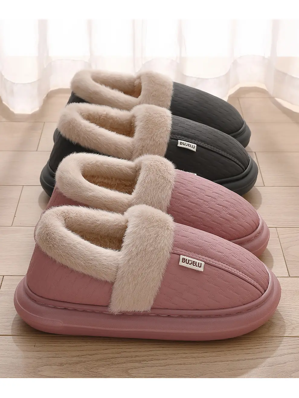 Home Pu Cotton Slippers for Men, Winter Waterproof Slippers for Home Use, Autumn and Winter Non-Slip Outdoor Wear, Warm Cotton Slippers for Women, Wholesale — feature 42