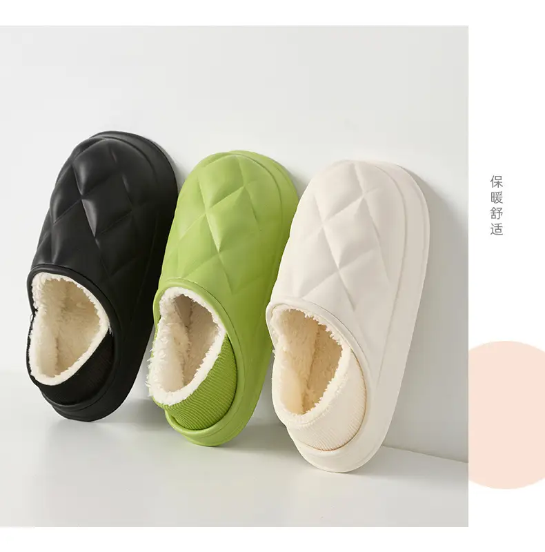 Women Winter Fleece Lined Slippers White Quilted — feature 12