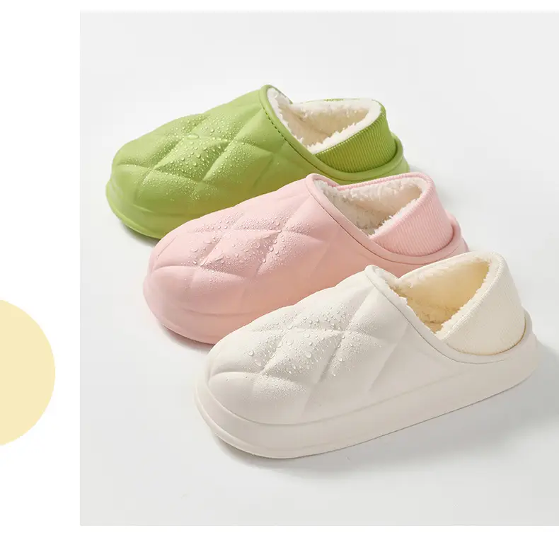 Women Winter Fleece Lined Slippers White Quilted — feature 13
