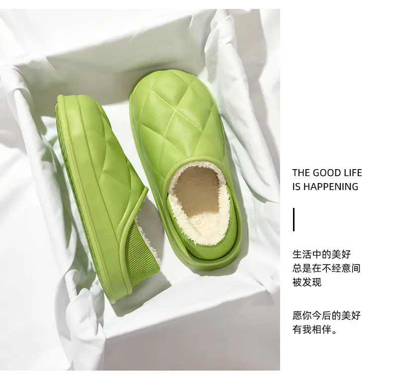 Women Winter Fleece Lined Slippers White Quilted — feature 8