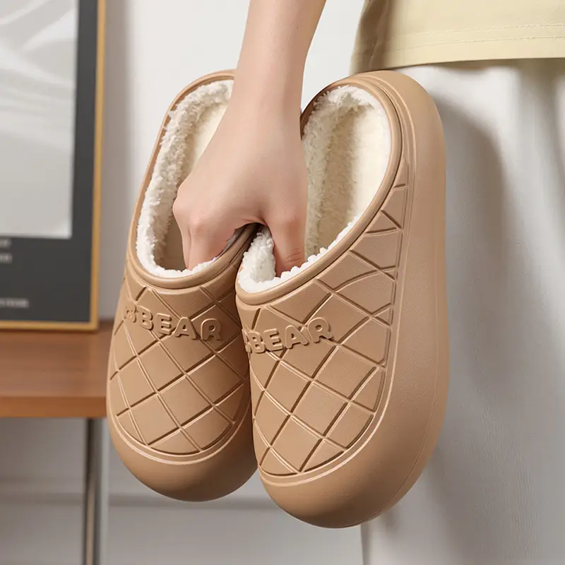 Women Winter Fleece Lined Slippers White Quilted - Image 19