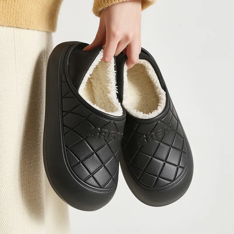Women Winter Fleece Lined Slippers White Quilted - Image 23