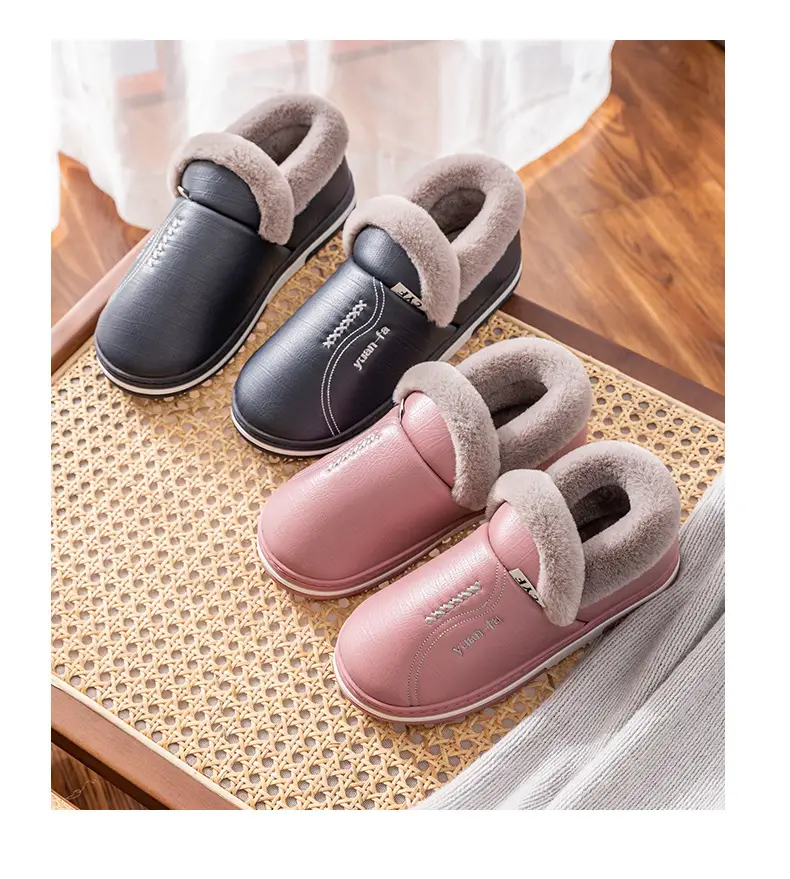 Winter PU Leather Slipper for Men Waterproof Warm — feature 14