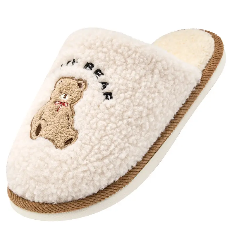 Women Winter Plush Cotton Slippers with Bear Design - Image 7
