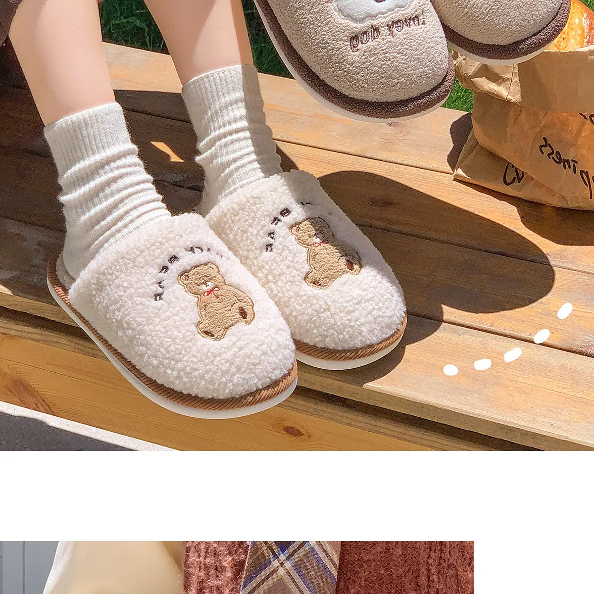Women Winter Plush Cotton Slippers with Bear Design — feature 10