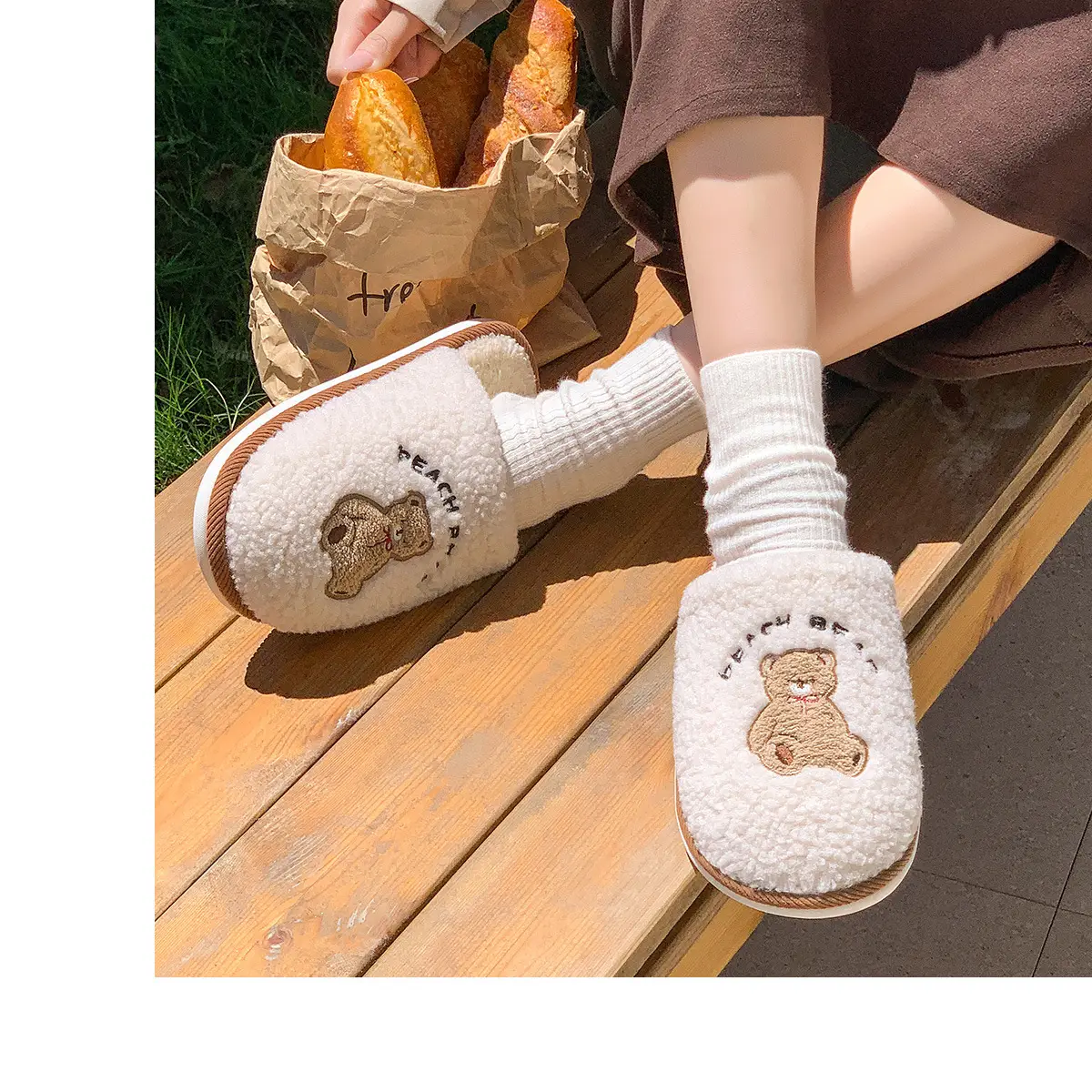 Women Winter Plush Cotton Slippers with Bear Design — feature 19