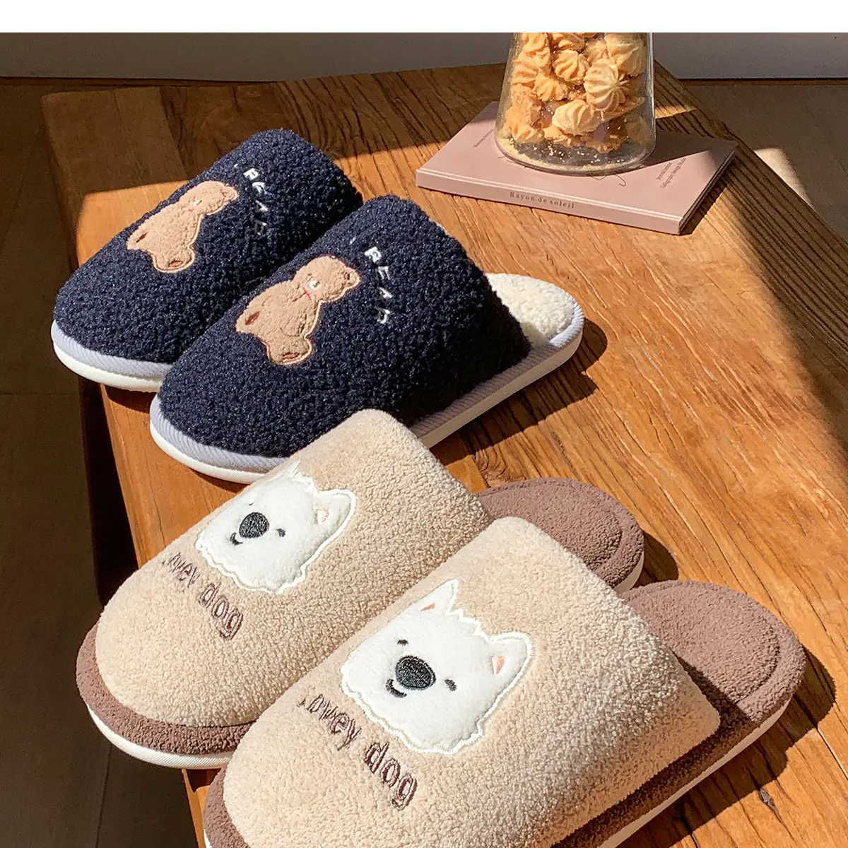 Women Winter Plush Cotton Slippers with Bear Design — feature 20
