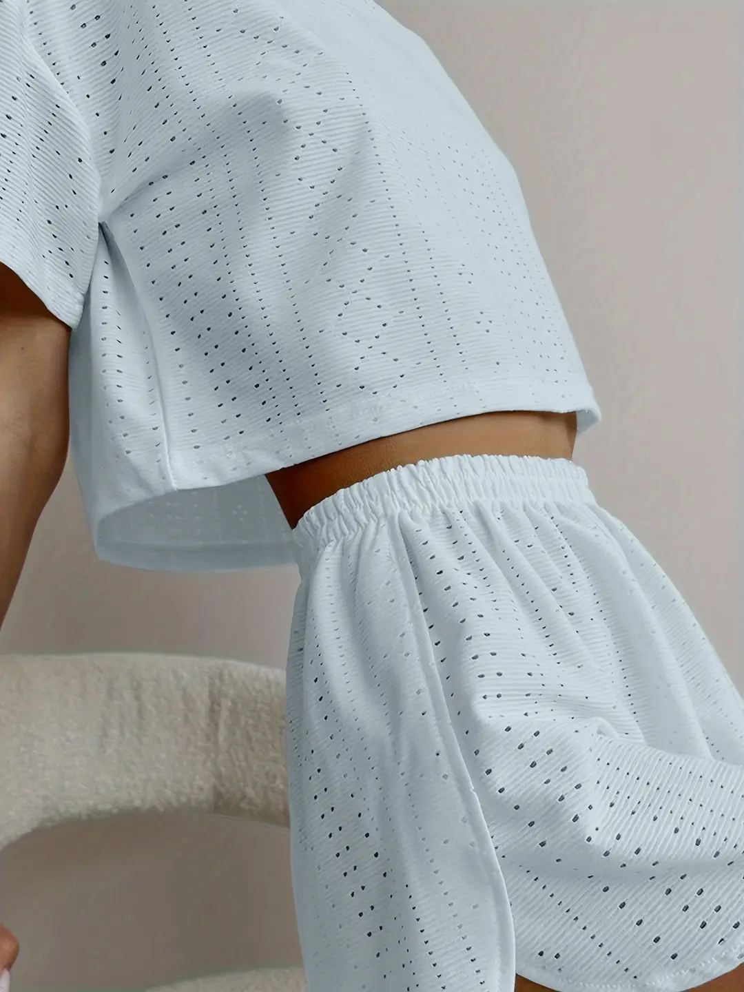 Russian Women's Pajamas Cut Out Breathable Sexy Short-Sleeved Shorts Slit Home Clothes Two Pieces Пижама — feature 20