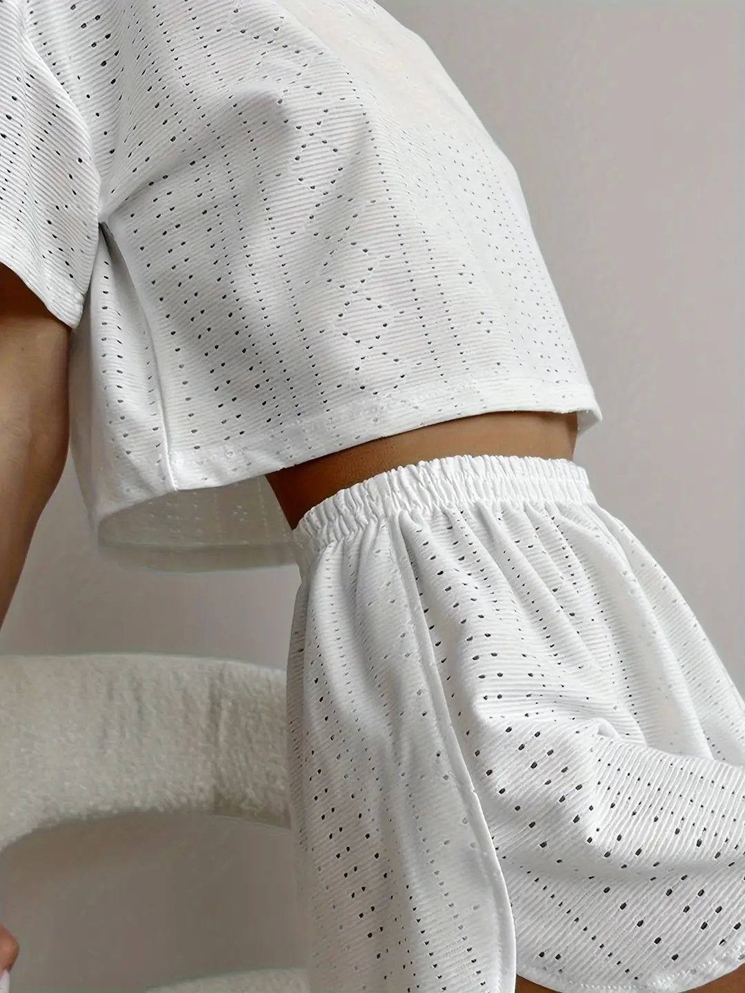 Russian Women's Pajamas Cut Out Breathable Sexy Short-Sleeved Shorts Slit Home Clothes Two Pieces Пижама — feature 5