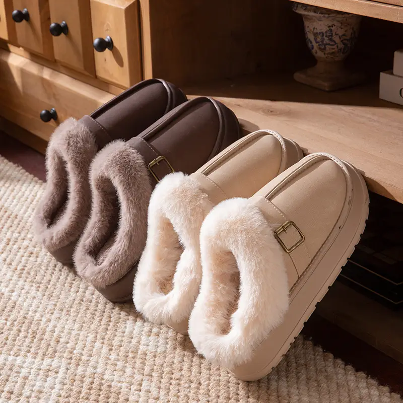 Women Furry Snow Boots Thick Soled Fleece Lined Winter - Image 6