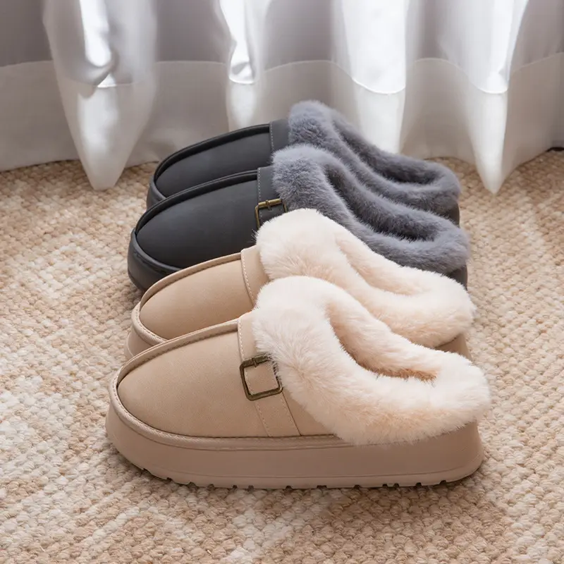 Women Furry Snow Boots Thick Soled Fleece Lined Winter - Image 7