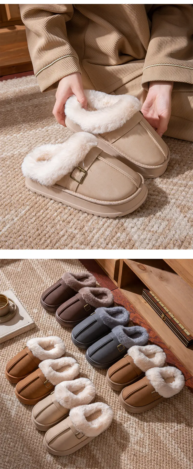 Women Furry Snow Boots Thick Soled Fleece Lined Winter — feature 11