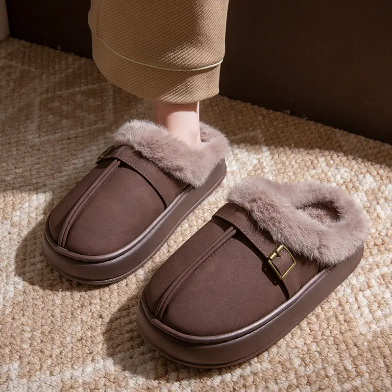 Women Furry Snow Boots Thick Soled Fleece Lined Winter - Image 2