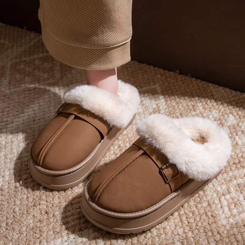 Women Furry Snow Boots Thick Soled Fleece Lined Winter - Image 3