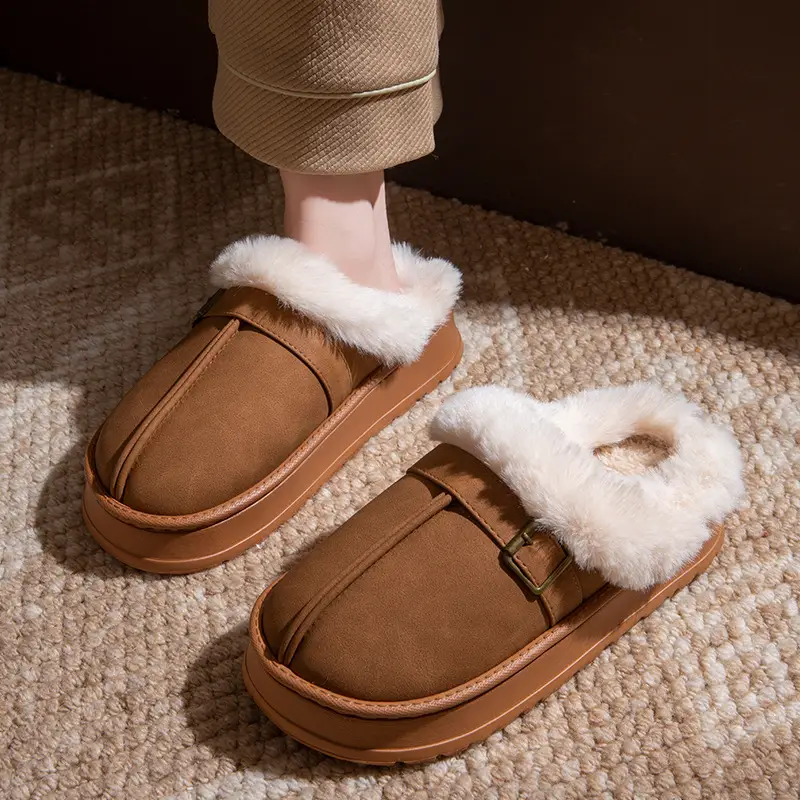Women Furry Snow Boots Thick Soled Fleece Lined Winter - Image 4