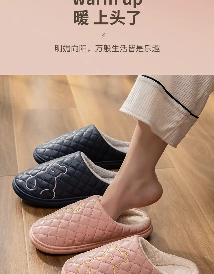 Women's Black Embroidered Cotton Slippers Large — feature 4
