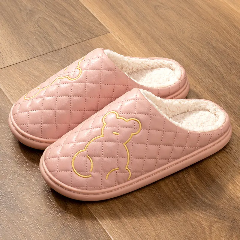 Women's Black Embroidered Cotton Slippers Large - Image 2