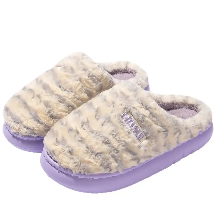 New Plush Wool Slippers for Women Winter Warm Indoor Couple Home