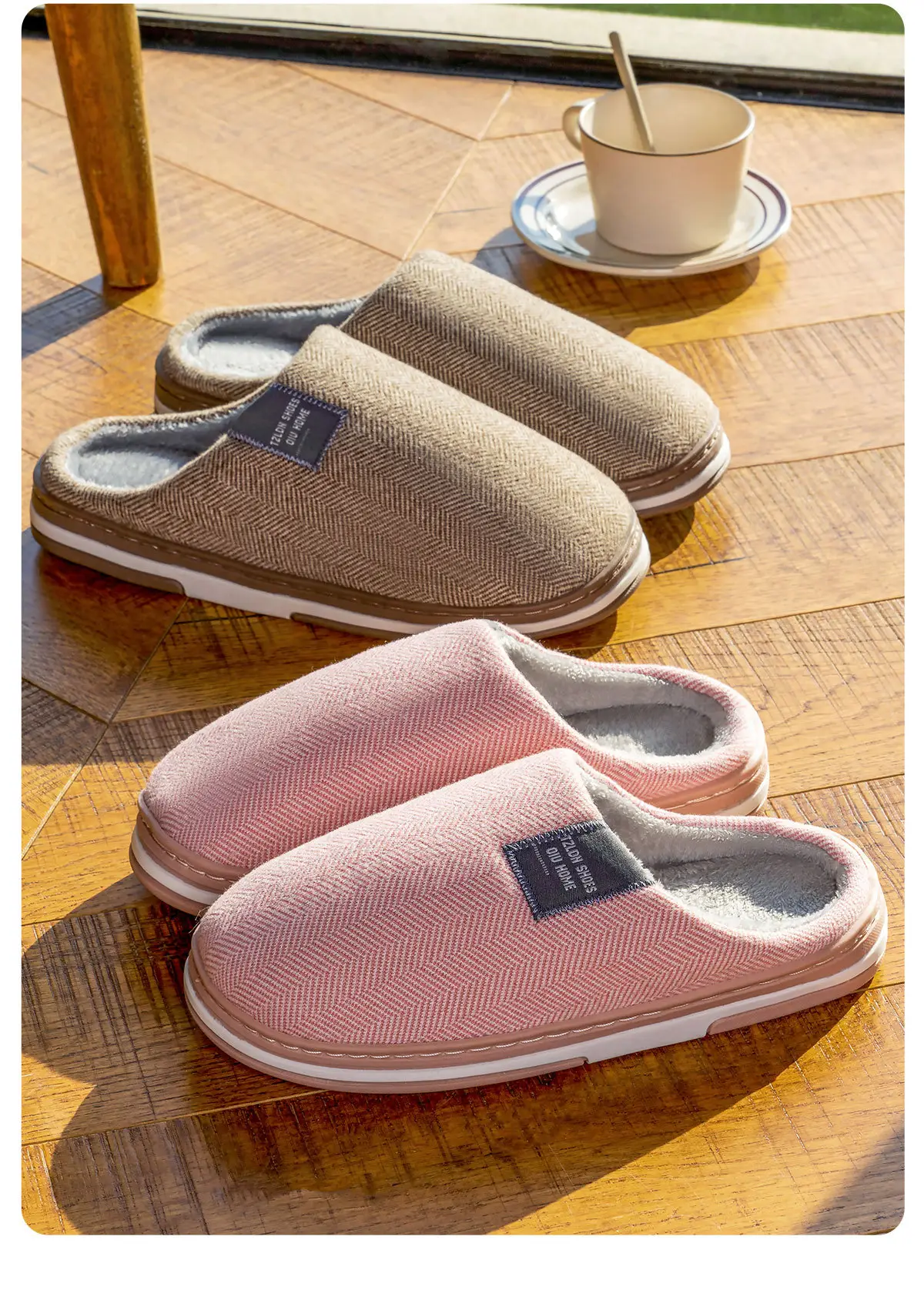 Women Winter Cotton Slippers Pink Warm Antibacterial — feature 19