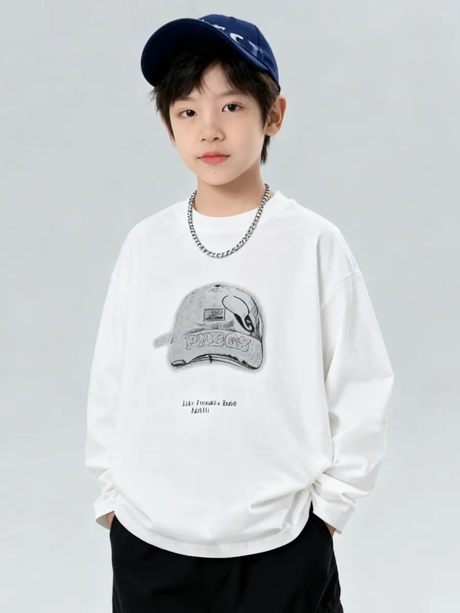 Boys Cotton Long Sleeve T-Shirt White Medium Large - Image 4