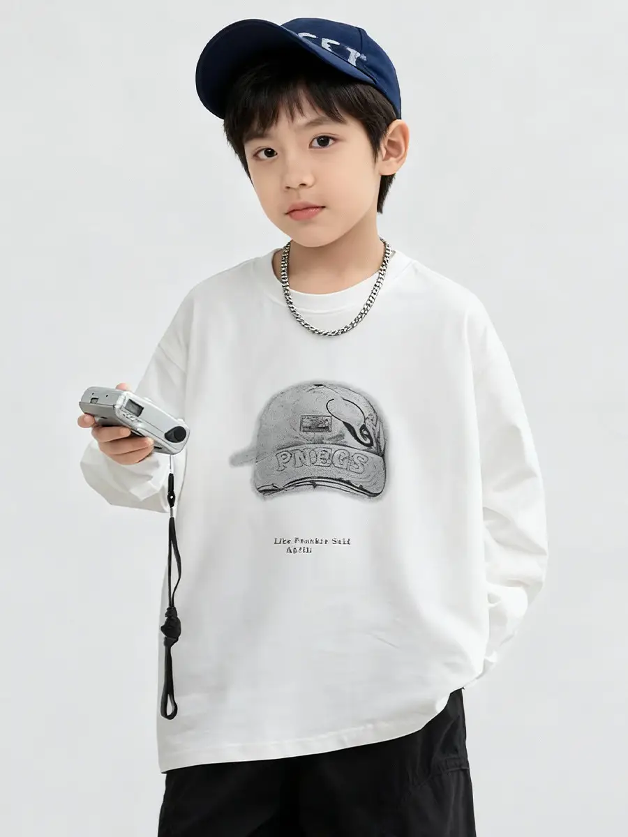 Boys Cotton Long Sleeve T-Shirt White Medium Large - Image 5