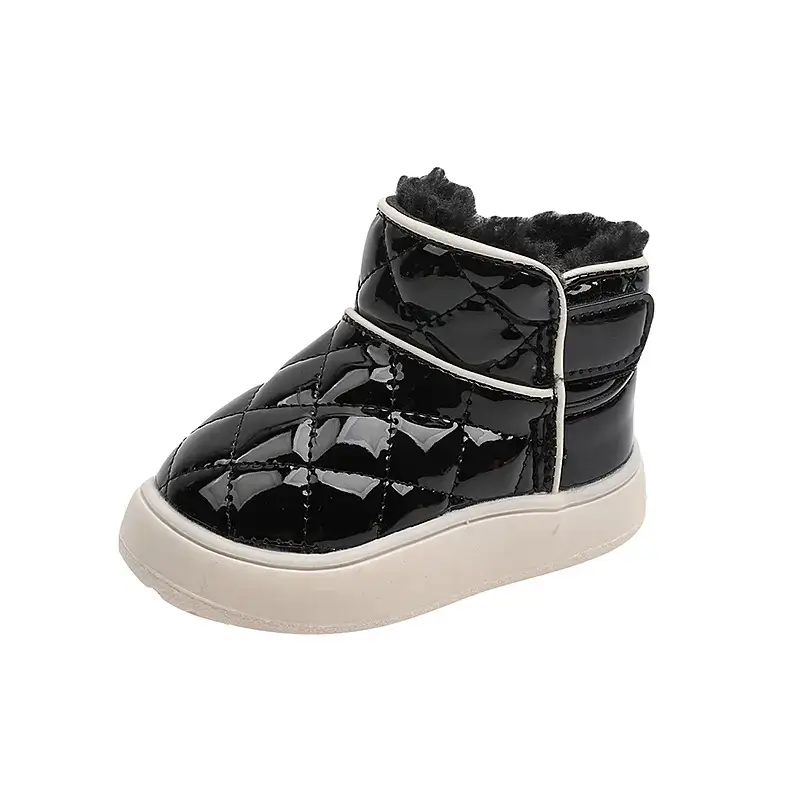 Baby Girl Fleece Lined Snow Boots Black White 1-2Y