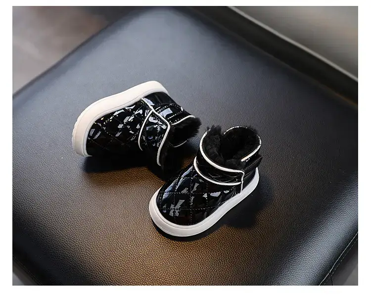 Baby Girl Fleece Lined Snow Boots Black White 1-2Y — feature 10