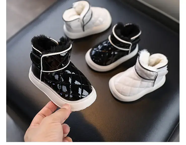 Baby Girl Fleece Lined Snow Boots Black White 1-2Y — feature 7
