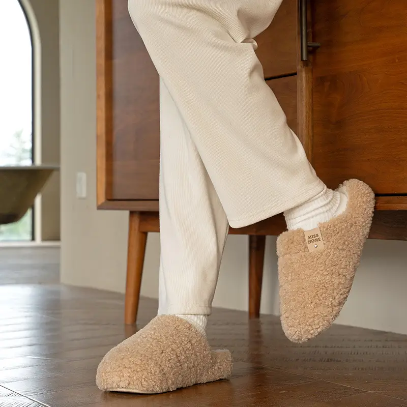 Plush Cotton Slippers for Women, Suitable for Autumn and Winter, 2025 New Model, Couple's Non-Slip Indoor Warm Home Slippers - Image 6
