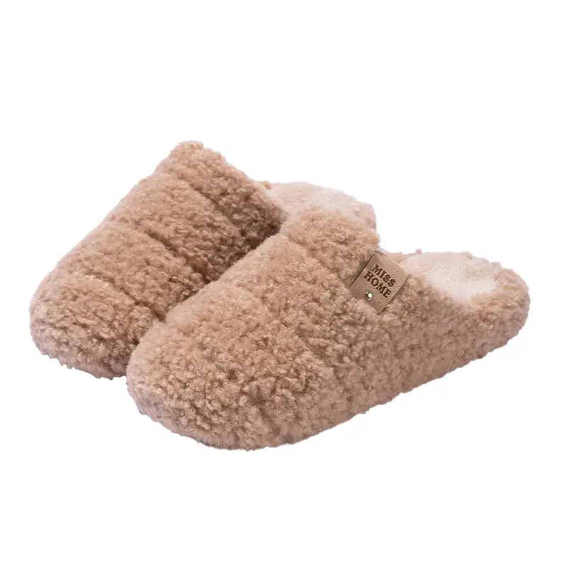 Plush Cotton Slippers for Women, Suitable for Autumn and Winter, 2025 New Model, Couple's Non-Slip Indoor Warm Home Slippers - Image 7