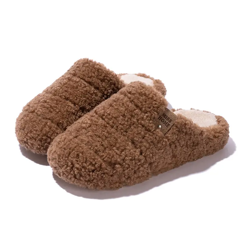 Plush Cotton Slippers for Women, Suitable for Autumn and Winter, 2025 New Model, Couple's Non-Slip Indoor Warm Home Slippers - Image 2