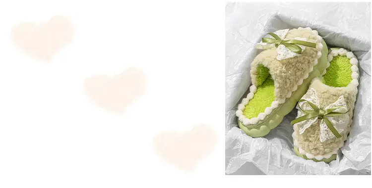 Women Cotton Slipper Green Bow Winter Warm Indoor — feature 20