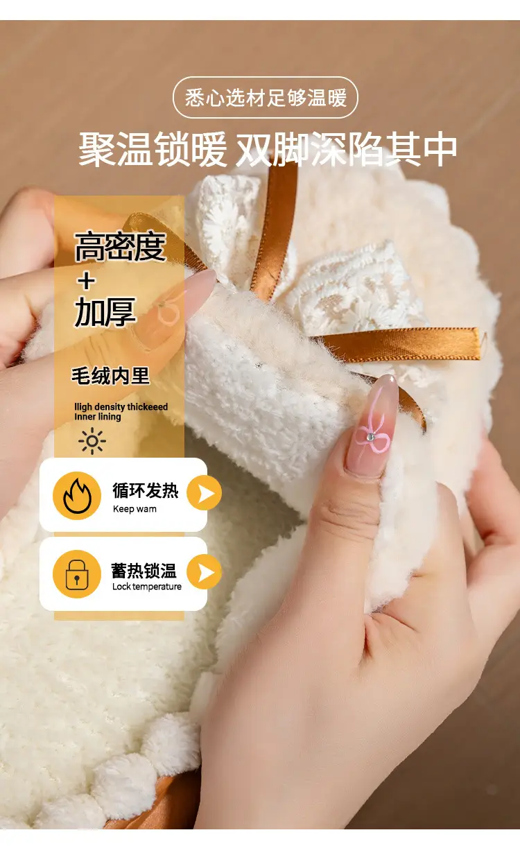 Women Cotton Bow Slippers Winter Warm Indoor — feature 8