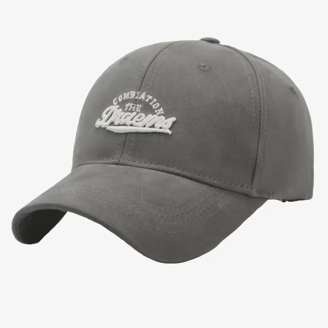 Women Letter Embroidered Gray Cap Spring Summer Wide Bristle