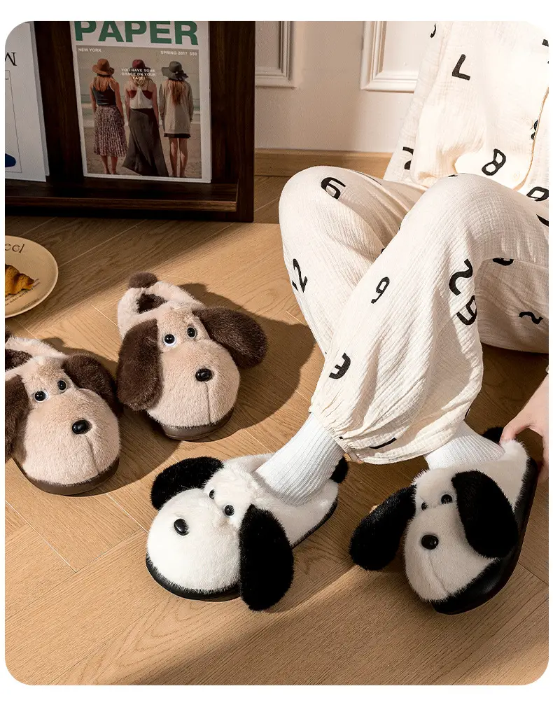 Girls Puppy Wool Slippers Winter Warm Non-Slip — feature 11
