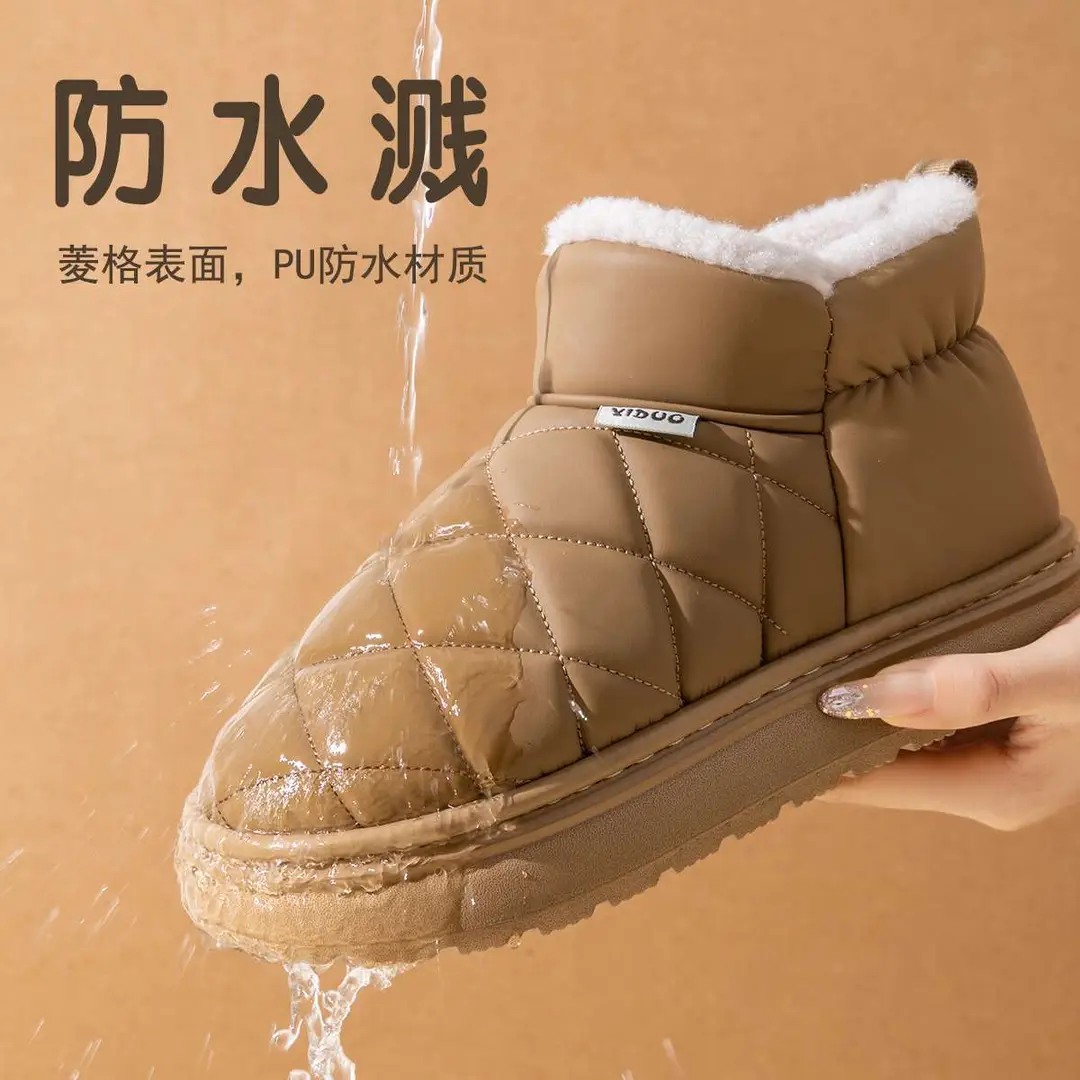 Waterproof Snow Boots for Women, New Winter Outer Wear, Non-Slip, Fleece-Lined, Increased Warmth, Fashionable Thick-Soled Bag-Heeled Cotton Slippers - Image 5