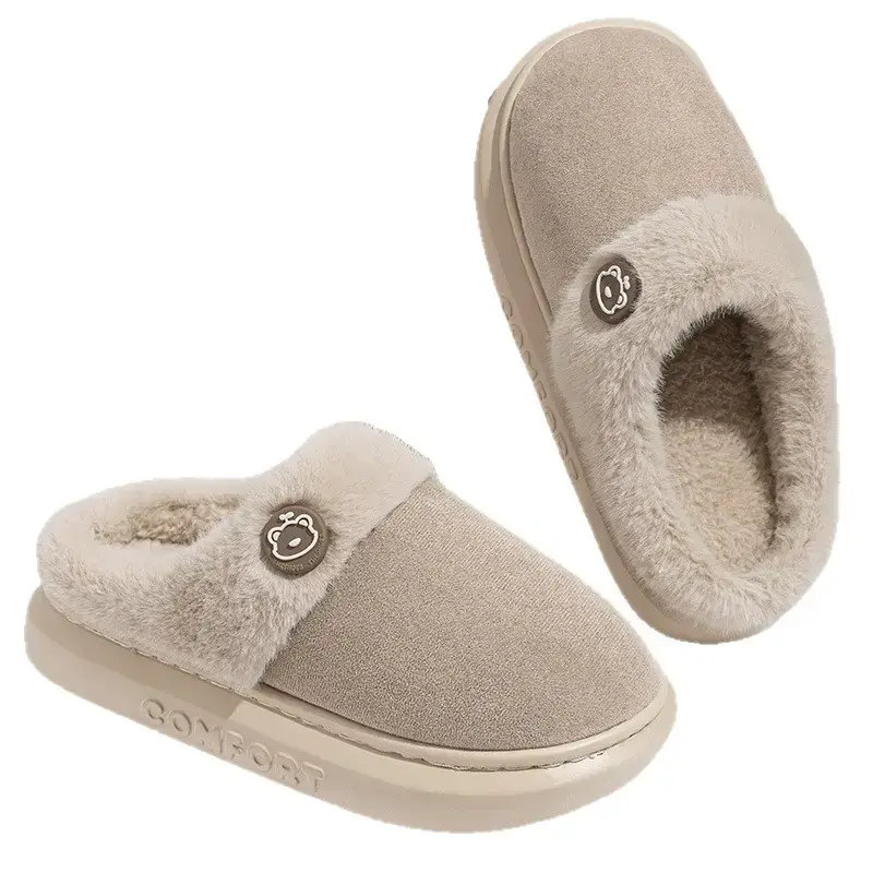 Women Grey Soft Slippers 2025 Warm Cotton Indoor - Image 10