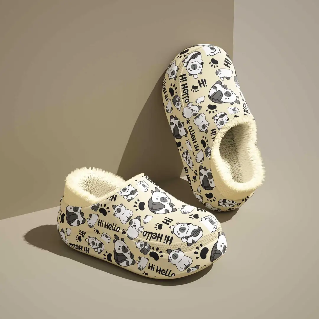 Autumn and Winter Trendy Graffiti Men's Cotton Slippers Fleece-Lined to Heattech Home Indoor Eva Thick-Soled Outer Cotton Shoes Wholesale - Image 7