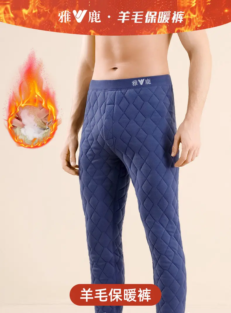Yalu Wool Pants Men's Thermal Pants Men's Winter High-Waisted Leggings Fleece-Lined Thickeneded Northeast Cotton Pants Women's Outer Wear — feature 1