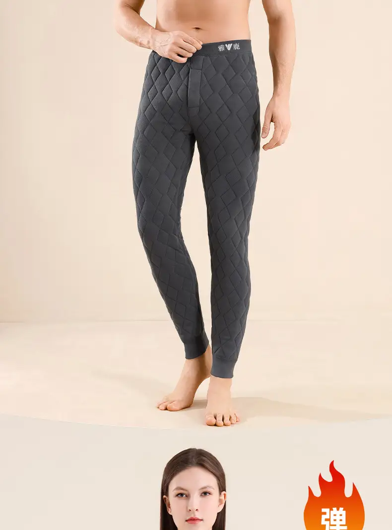 Yalu Wool Pants Men's Thermal Pants Men's Winter High-Waisted Leggings Fleece-Lined Thickeneded Northeast Cotton Pants Women's Outer Wear — feature 15