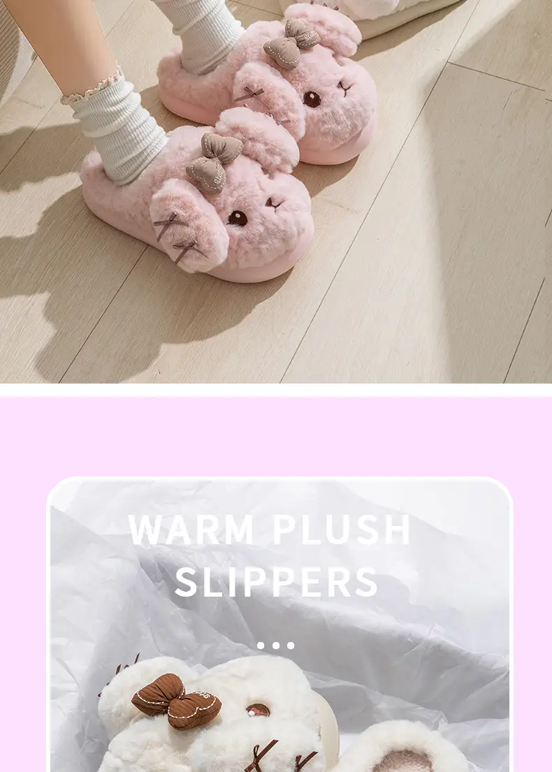 Cute Winter Puff Slippers for Women Warm Cotton Bottom — feature 13