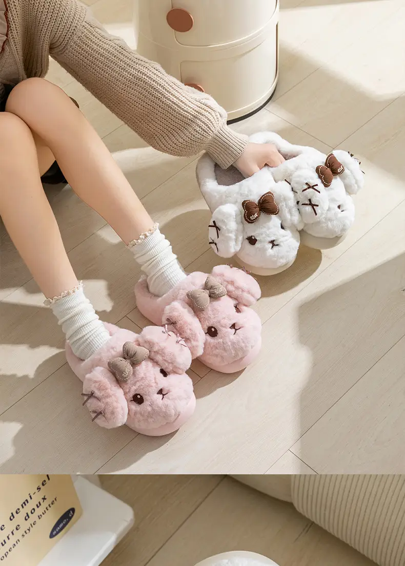 Cute Winter Puff Slippers for Women Warm Cotton Bottom — feature 17