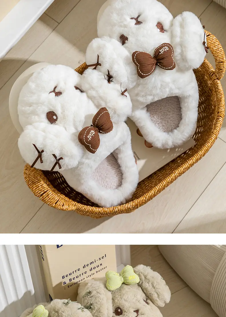 Cute Winter Puff Slippers for Women Warm Cotton Bottom — feature 18
