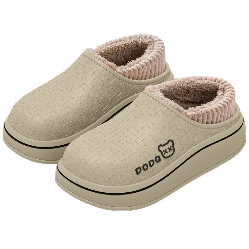 Women Waterproof Cotton Slippers Autumn Winter Warm Fleece Lined - Image 7